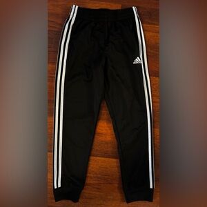 Adidas Kids Black Joggers with White Stripes